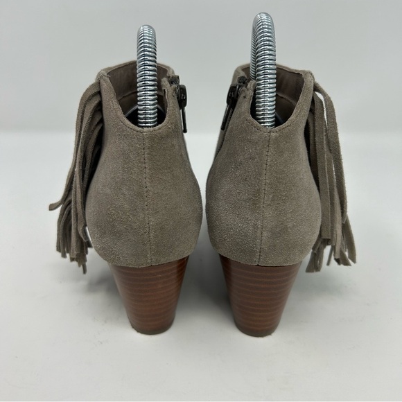 Vionic Western Faros Gray Leather Fringed Studded Ankle Boots Size 7 Almond Toe - Picture 6 of 12